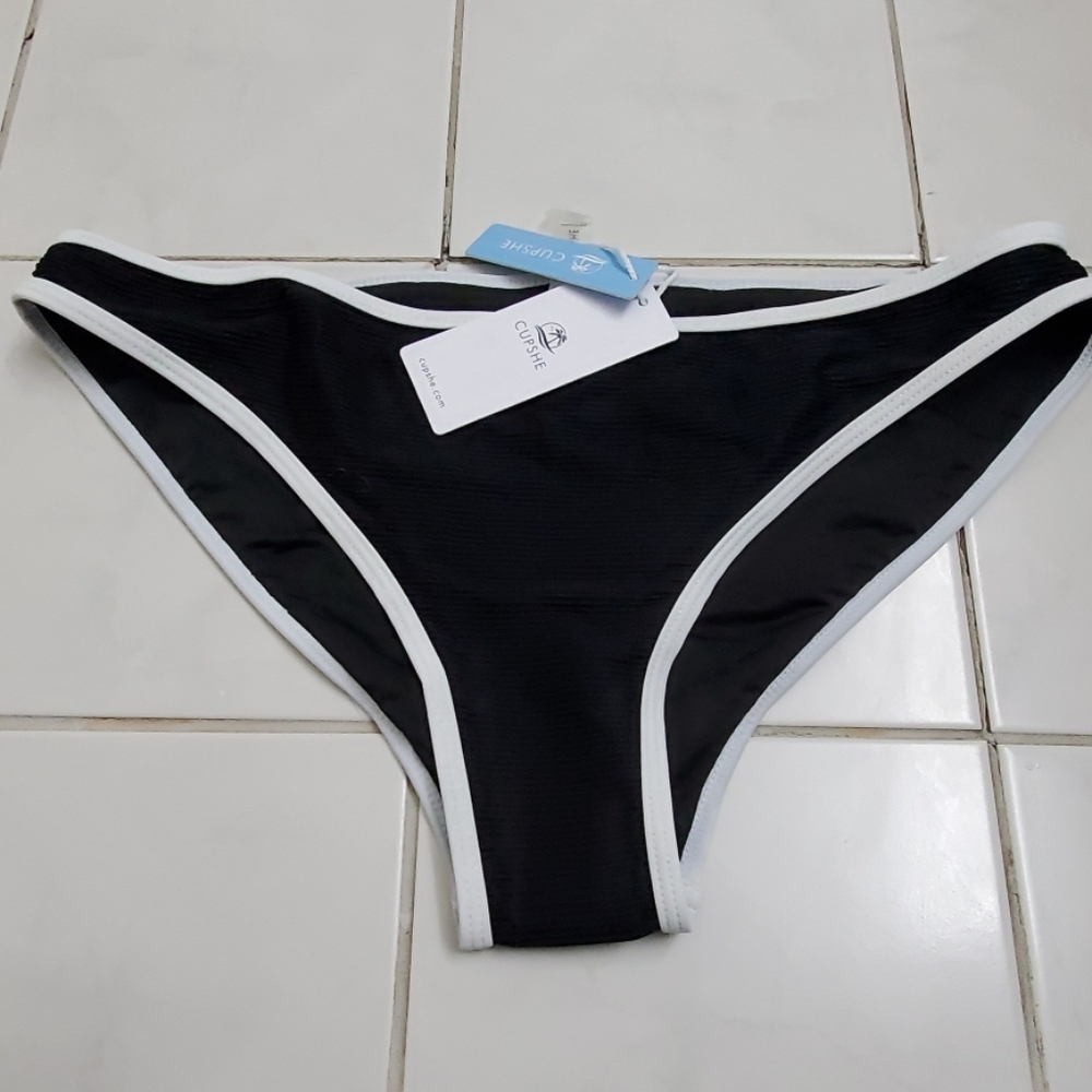 CupShe bottoms swim black white